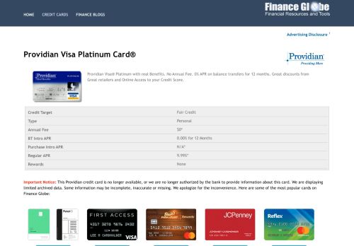 
                            12. Providian Visa Platinum Card - Research and Apply - Finance Globe