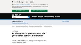 
                            9. Providing and updating academy trust governance contacts ...