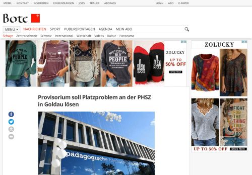 
                            6. Provisorium soll Platzproblem an der PHSZ in Goldau lösen | Schwyz ...