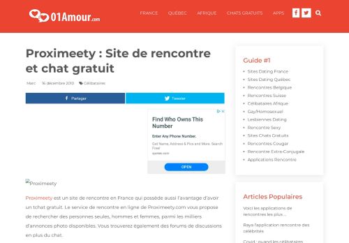 
                            7. Proximeety : Site de rencontre et chat gratuit - Rencontre 01Amour
