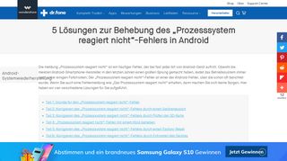 
                            10. „Prozesssystem reagiert nicht“-Fehlers in Android - dr.fone
