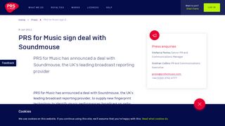 
                            6. PRS for Music sign deal with Soundmouse