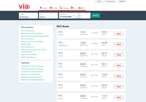 
                            4. PRTC Online Bus Ticket Booking & Reservation | Via.com