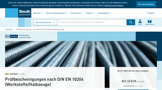 
                            12. Prüfbescheinigungen nach DIN EN 10204 (Werkstoffe ... - Beuth Verlag
