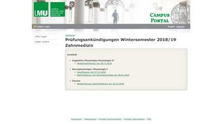 
                            7. Prüfungsankündigungen Wintersemester 2018/19 Zahnmedizin | LMU