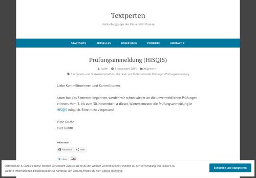 
                            13. Prüfungsanmeldung (HISQIS) | Textperten - WordPress.com