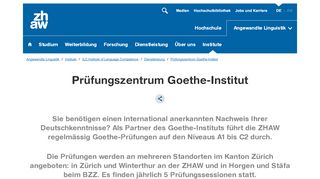 
                            7. Prüfungszentrum Goethe-Institut | ZHAW Institute of Language ...