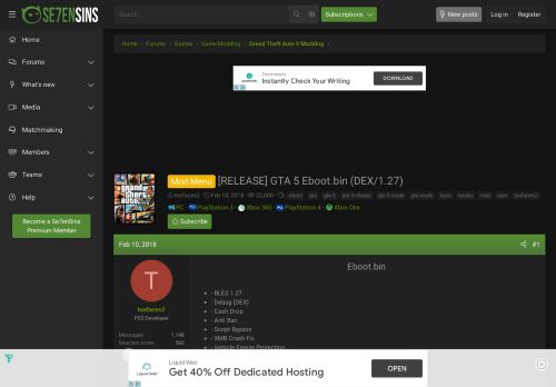 
                            3. PS3 - [RELEASE] GTA 5 Eboot.bin (DEX/1.27) | Se7enSins Gaming ...
