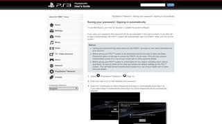 
                            8. PS3™ | Saving your password / Signing in automatically - Playstation.net