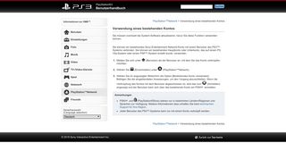 
                            5. PS3™ | Verwendung eines bestehenden Kontos - Playstation.net
