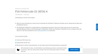 
                            1. PS4-Fehlercode CE-38706-4 - PlayStation