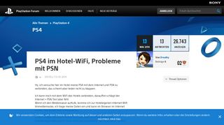 
                            12. PS4 im Hotel-WiFi, Probleme mit PSN - PlayStation Forum