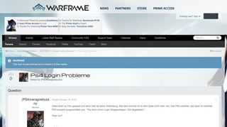 
                            7. Ps4 Login Probleme - Spieler helfen Spielern - Warframe Forums