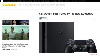 
                            4. PS4 Owners Feel Trolled By The New 6.0 Update - Kotaku