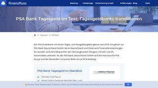 
                            9. PSA Bank Tagesgeld im Test: Tagesgeldkonto Konditionen - Finanzfluss