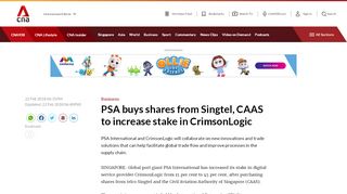 
                            13. PSA buys shares from Singtel, CAAS to increase stake in CrimsonLogic