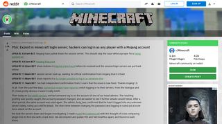 
                            10. PSA: Exploit in minecraft login server; hackers can log in as any ...