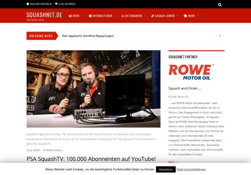 
                            7. PSA SquashTV: 100.000 Abonnenten auf YouTube! - squashnet.de