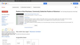 
                            11. Psalms of the Pharisees, Commonly Called the Psalms of Solomon: The ...