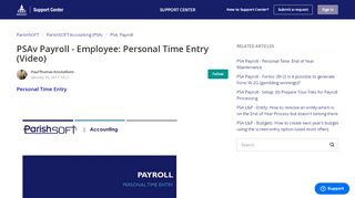 
                            11. PSAv Payroll - Employee: Personal Time Entry (Video) – ParishSOFT