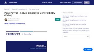 
                            12. PSAv Payroll - Setup: Employee General Entry (Video) – ParishSOFT