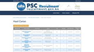 
                            3. PSC Recruitment System Hasil Carian Pekerjaan
