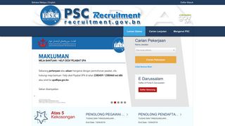 
                            7. PSC Recruitment System Laman Utama