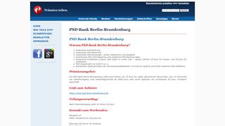 
                            13. PSD Bank Berlin-Brandenburg - Prämien teilen