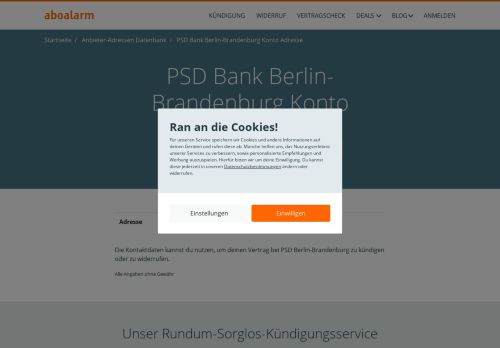 
                            9. PSD Berlin-Brandenburg Anschrift und Kontaktdaten - Aboalarm