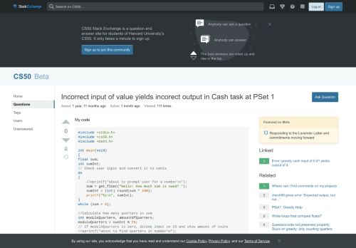 
                            11. pset1 - Incorrect input of value yields incorect output in Cash task at ...