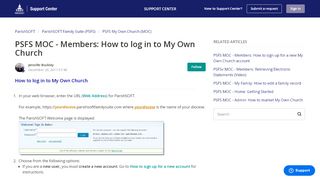 
                            11. PSFS MOC - Members: How to log in to My Own Church – ParishSOFT