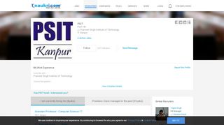 
                            9. PSIT-PSIT HR in Pranveer Singh Institute of Technology - Naukri.com