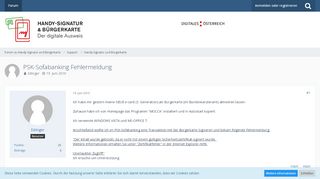 
                            9. PSK-Sofabanking Fehlermeldung - Handy-Signatur und Bürgerkarte ...