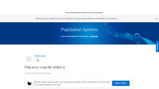 
                            1. PSN error code NP-40831-6 - PlayStation Forum