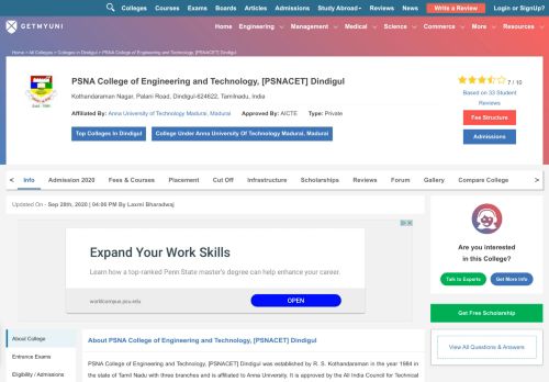 
                            11. PSNA College of Engineering and Technology, [PSNACET] Dindigul ...