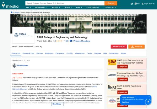 
                            6. PSNA College of Engineering and Technology, Tamil Nadu - Other ...