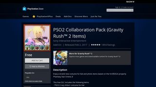 
                            12. PSO2 Collaboration Pack (Gravity Rush™ 2 Items) on PS4 | Official ...