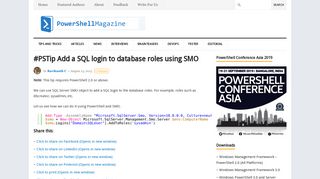 
                            3. #PSTip Add a SQL login to database roles using SMO – PowerShell ...