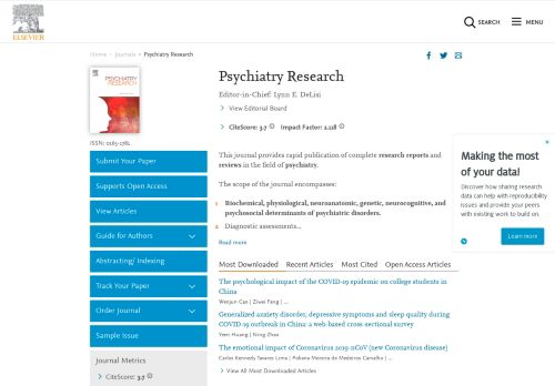 
                            1. Psychiatry Research - Journal - Elsevier