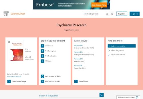 
                            3. Psychiatry Research | ScienceDirect.com