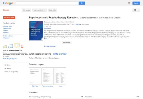 
                            11. Psychodynamic Psychotherapy Research: Evidence-Based Practice and ...