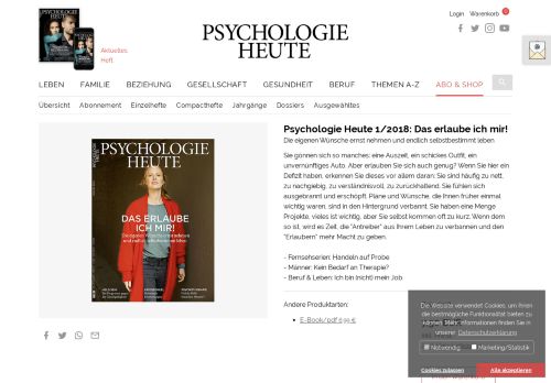 
                            9. Psychologie Heute 1/2018: Das erlaube ich mir!