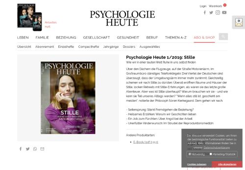 
                            10. Psychologie Heute 1/2019: Stille
