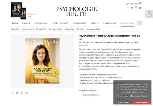 
                            11. Psychologie Heute 5/2018: Akzeptieren, wie es ist