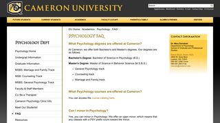 
                            5. Psychology FAQ - Cameron University