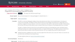 
                            13. PsycINFO (including PsycARTICLES) | Rutgers University Libraries