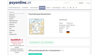 
                            7. PsyOnline: Psychotherapie in Deutschland
