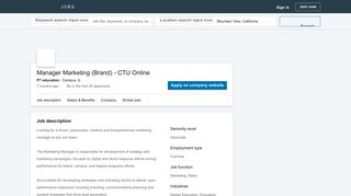 
                            12. PT education hiring Manager Marketing (Brand) - CTU Online in ...