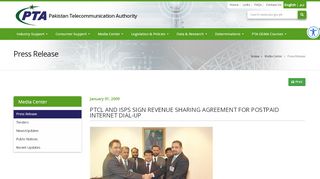 
                            11. PTCL and ISPs Sign Revenue Sharing ... - Media Center | PTA