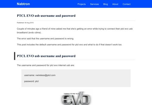 
                            6. PTCL EVO usb username and password - Nabtron